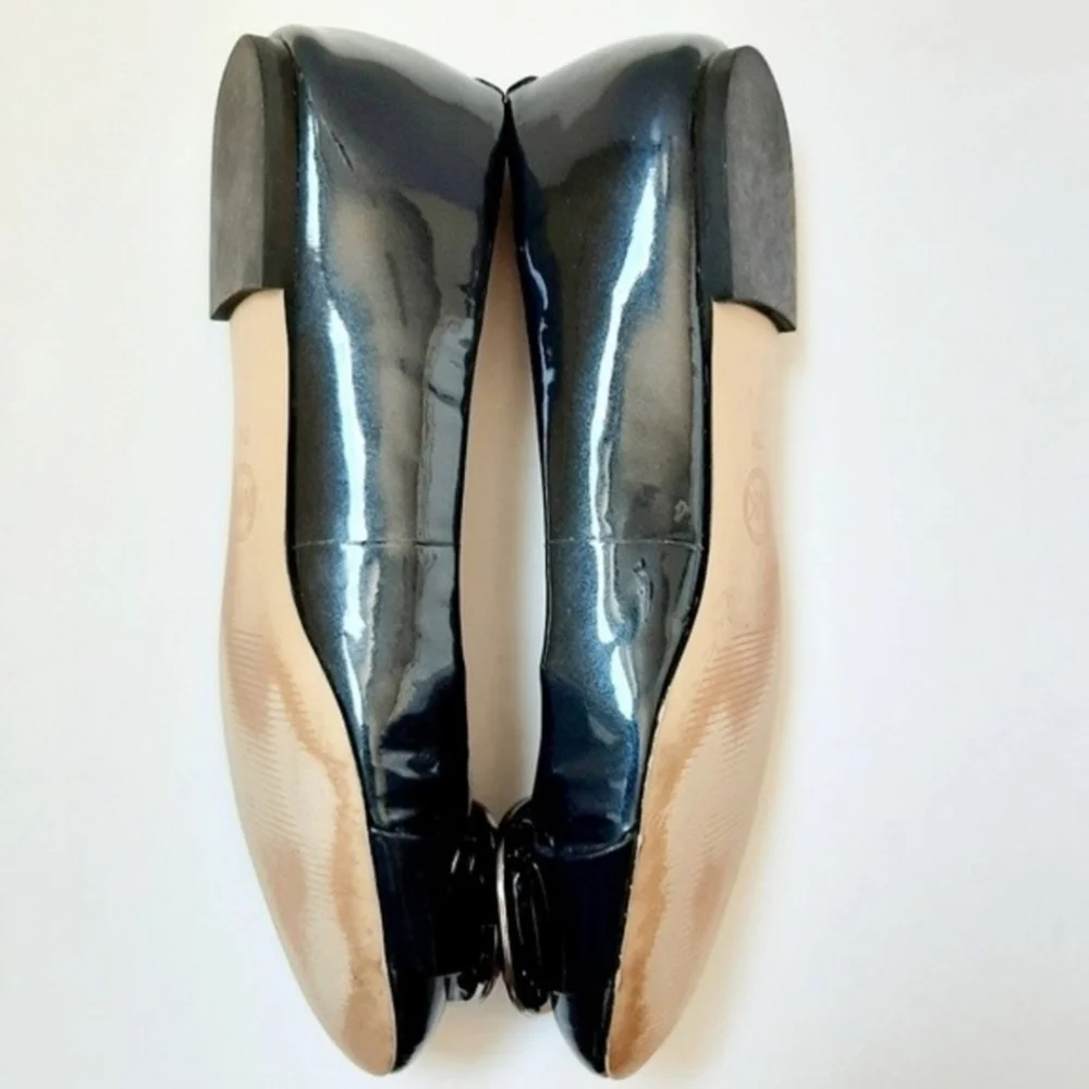MICHAEL Michael Kors Pauline Patent Genuine Leather Ballet Flats Shoes Teal Sz 7 - Picture 8 of 16